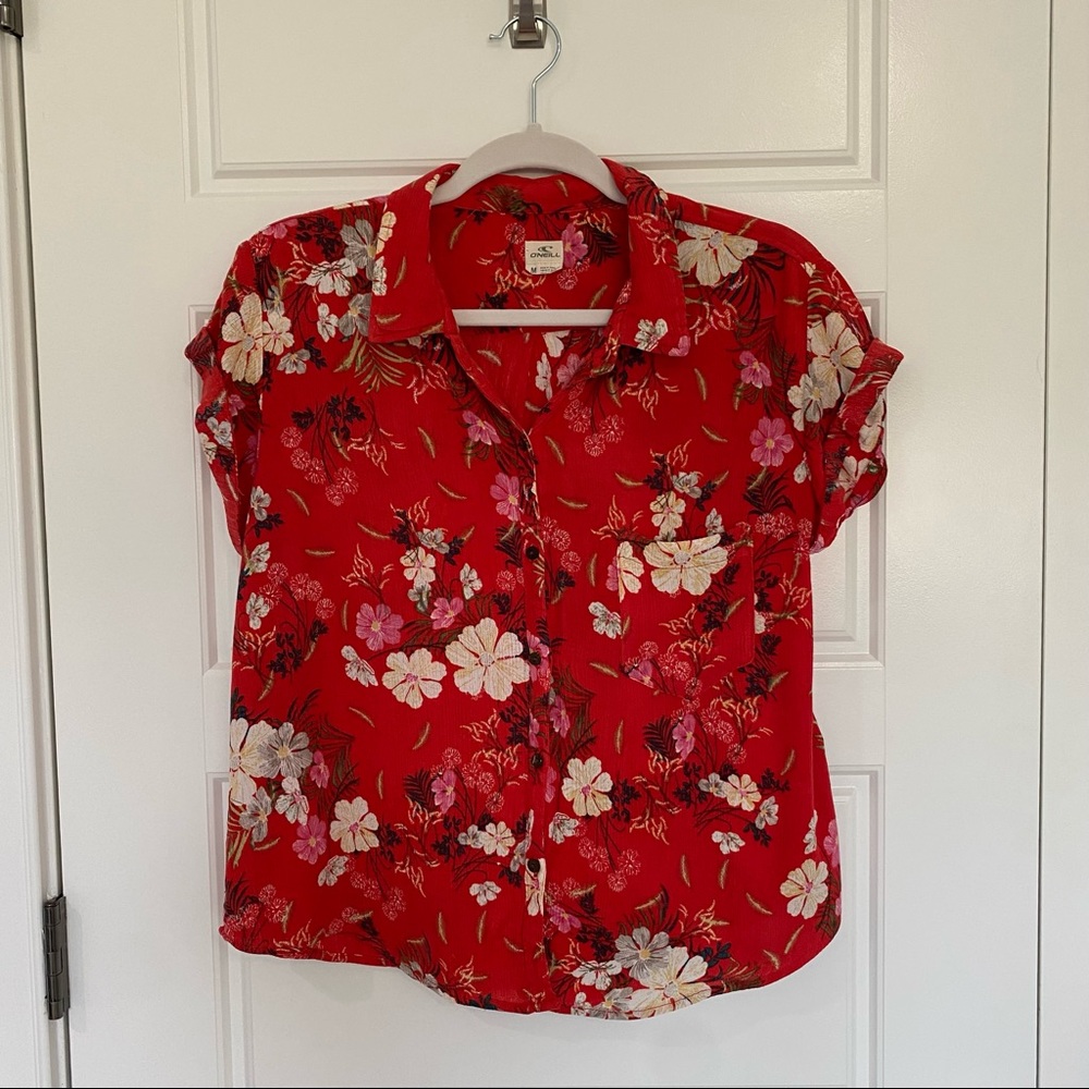 O’NEILL Red Hawaiian Shirt - Size M ( but seems more like a S )